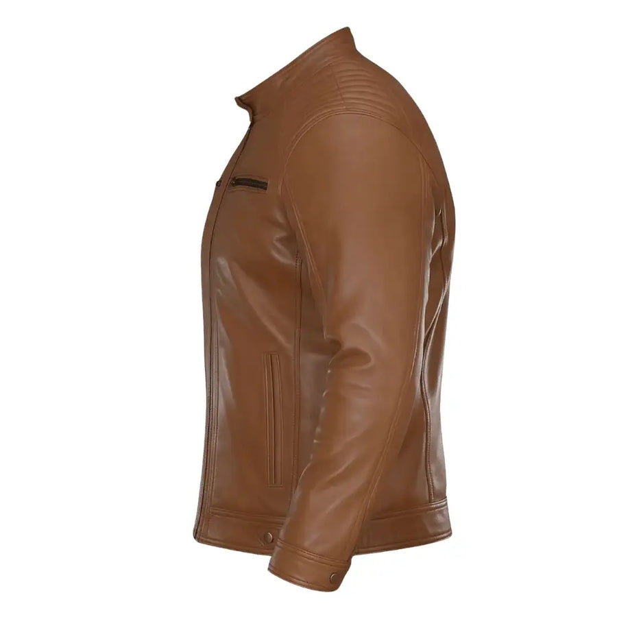 Buy Men’s Moto Tan Biker Leather Jacket – Premium Leather Outerwear