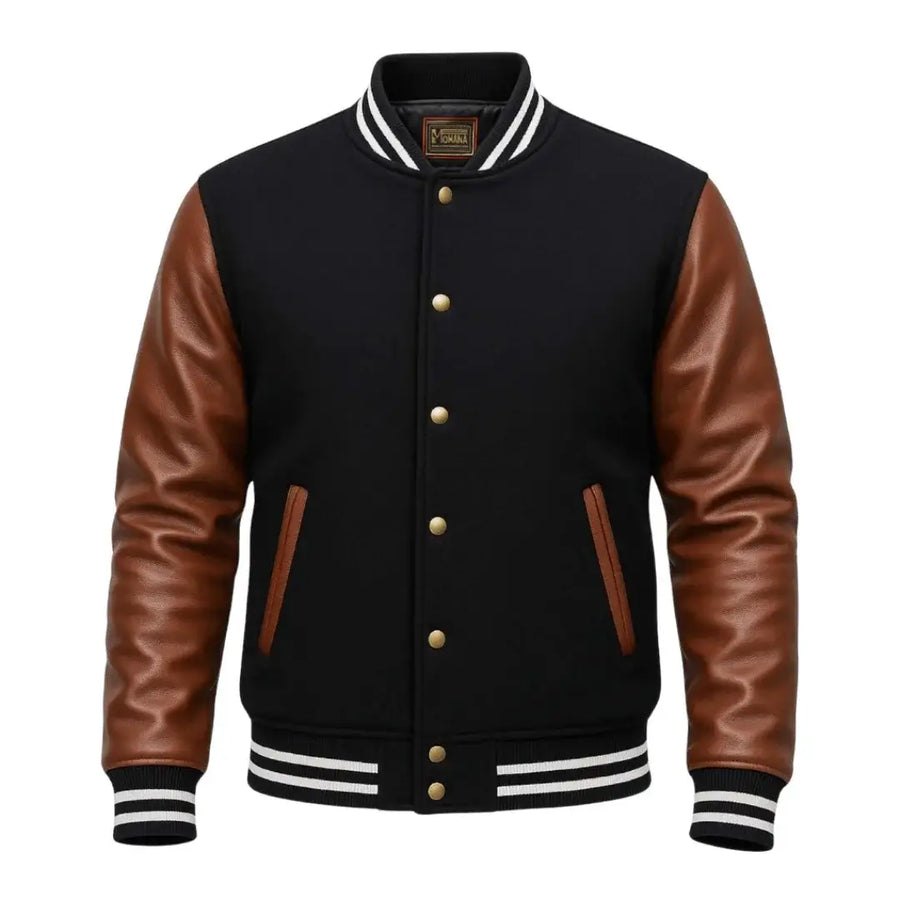 Buy Men’s Letterman Varsity Jacket with Brown Sleeves – Premium Leather Sleeves