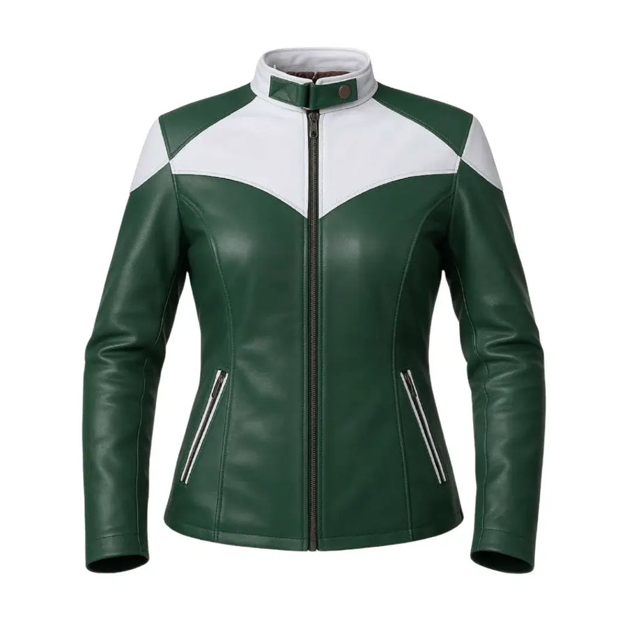 Buy Green Leather Biker Jacket – Premium Unisex Motorcycle Jacket