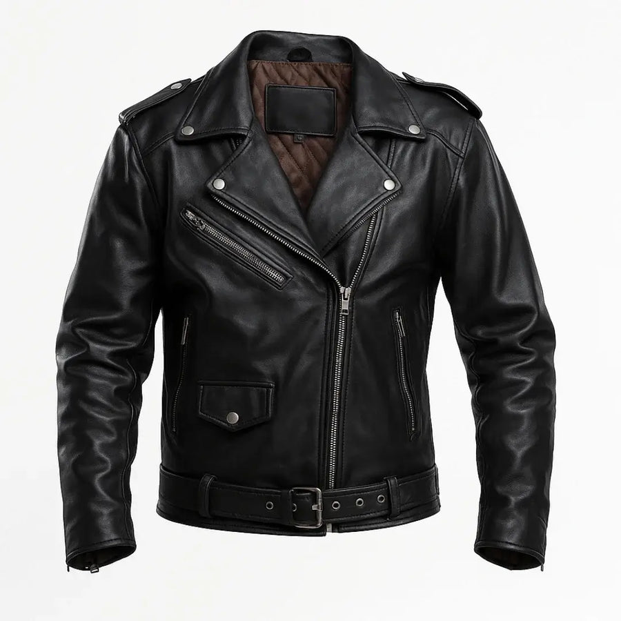 Buy Men Black Motorcycle Leather Jacket – Genuine Leather Biker Jacket