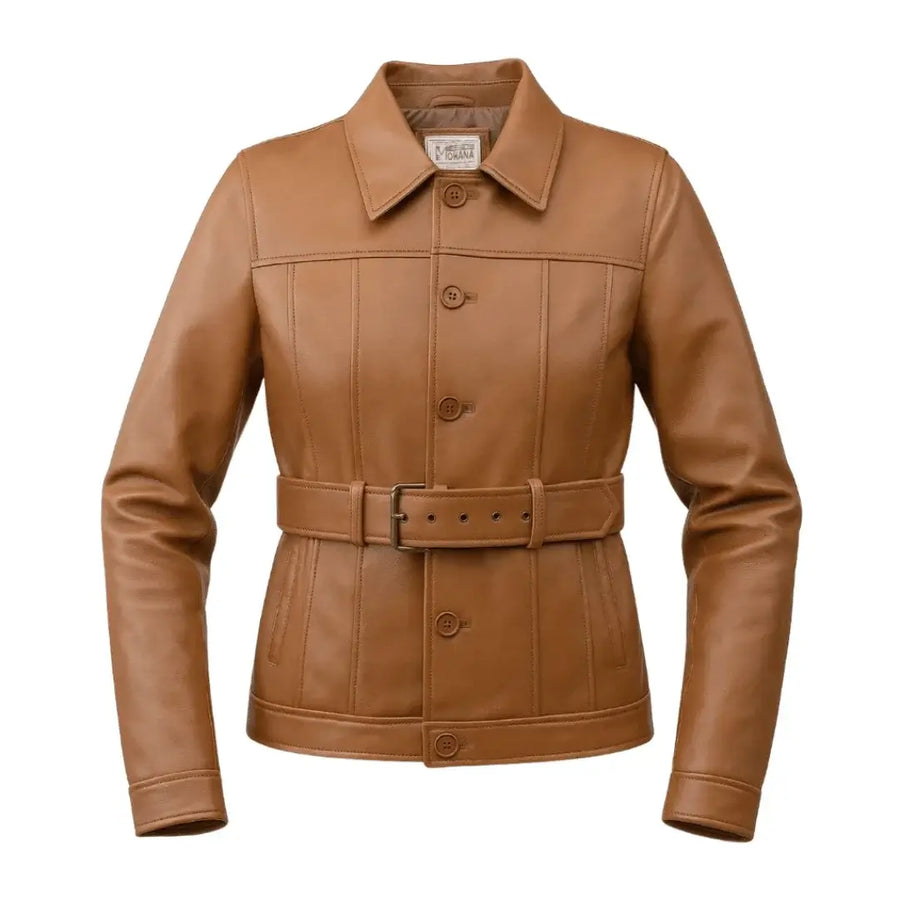 Buy Women’s Brown Leather Trench Coat – Classic Longline Design