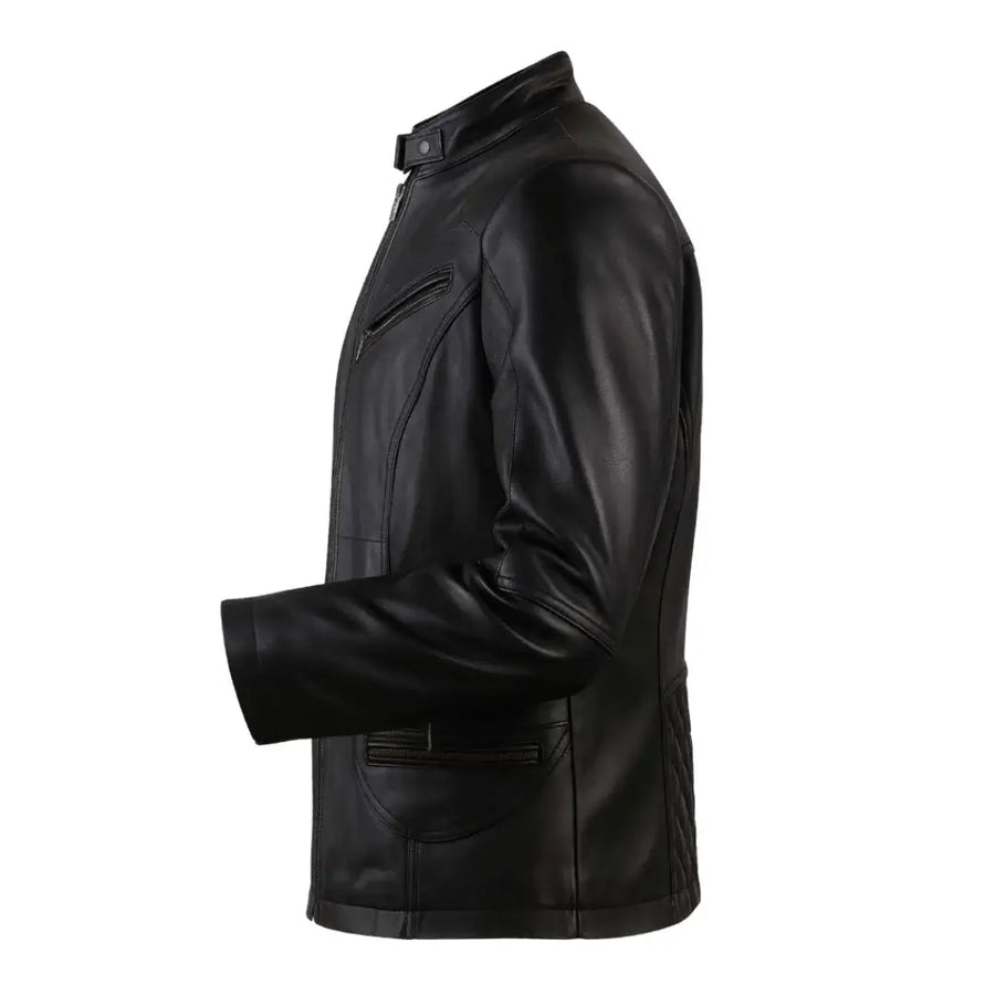 Buy Genuine Leather Men’s Moto Jacket Black – Rugged Road-Ready