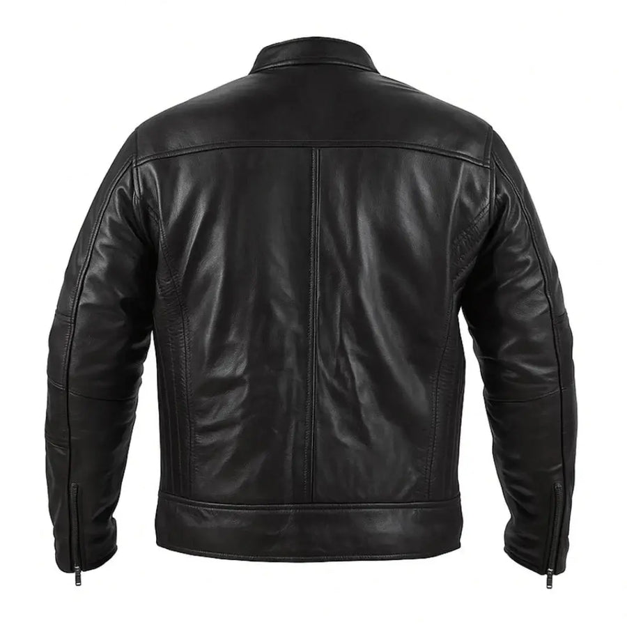 Buy Alpha Black Leather Motorcycle Jacket with Armor for Men – 4 Season Riding Jacket