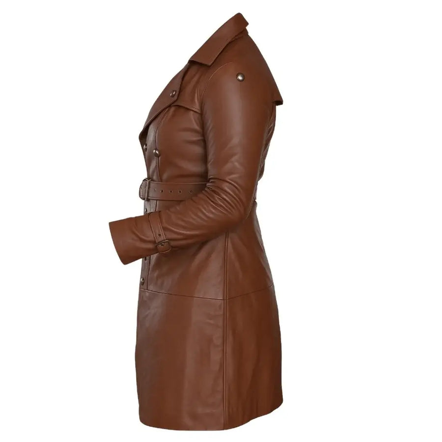 Buy Men’s Winter Trench Coat Sheep Leather – Full Length Brown Overcoat