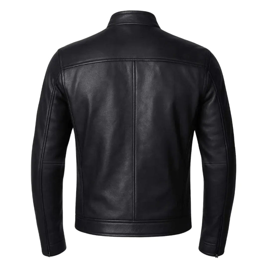 Buy Genuine Leather Men’s Biker Jacket with Shoulder Paddings & Zipper – Premium Ride-Ready