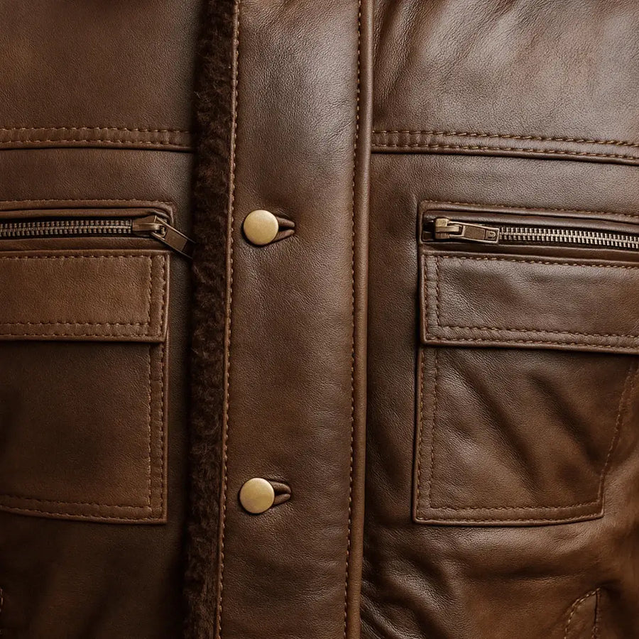 Buy Men Cowhide Coat Vintage Men Leather Jacket – Genuine Leather Bomber