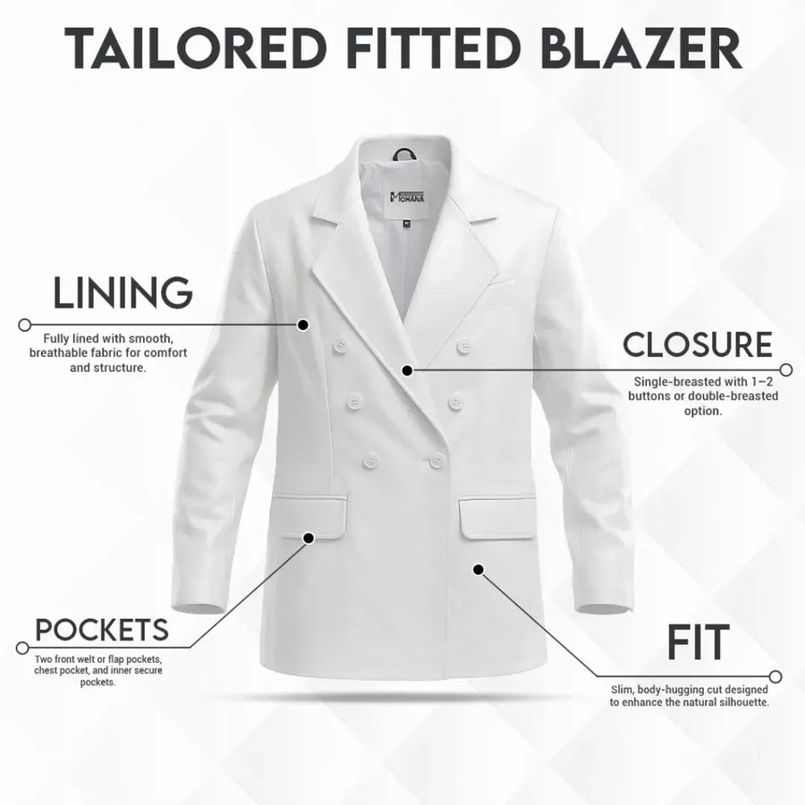 Buy Women Casual Double Breasted Blazer – Slim Fit White Suit Coat