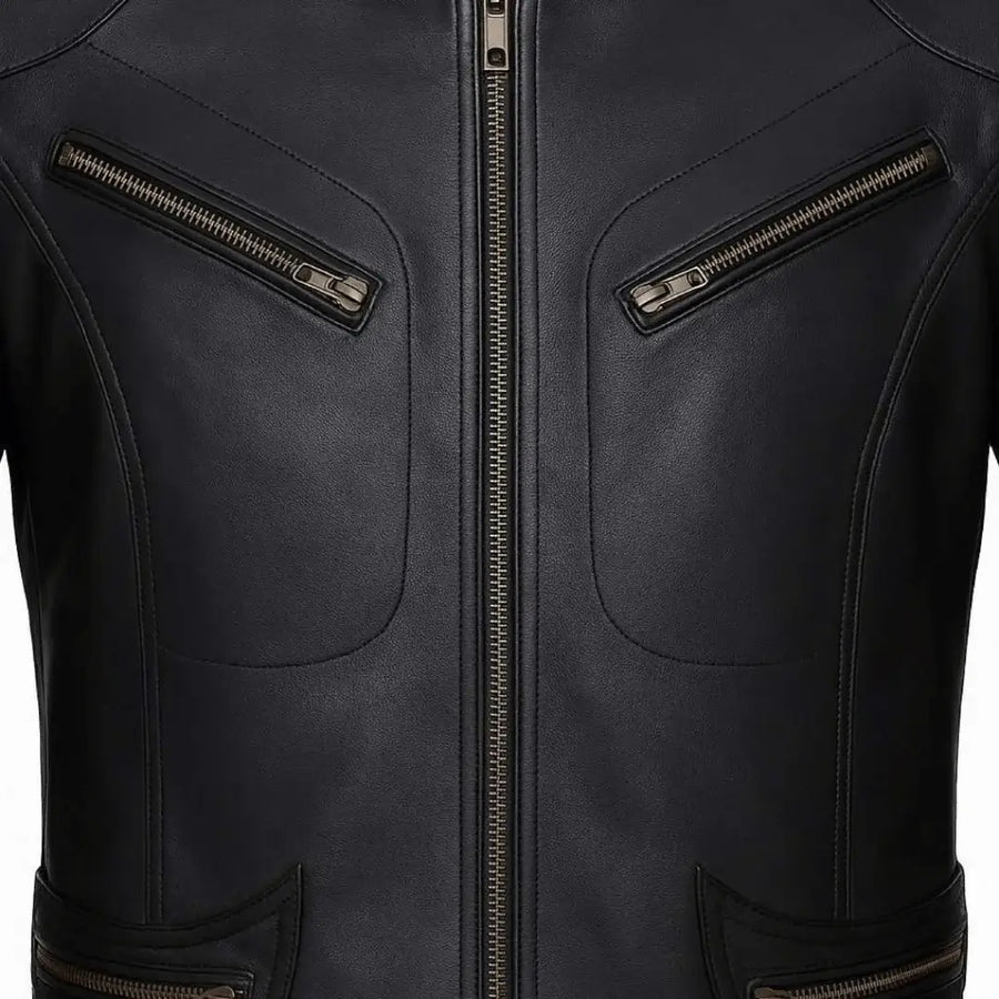 Buy Genuine Leather Men’s Moto Jacket Black – Rugged Road-Ready