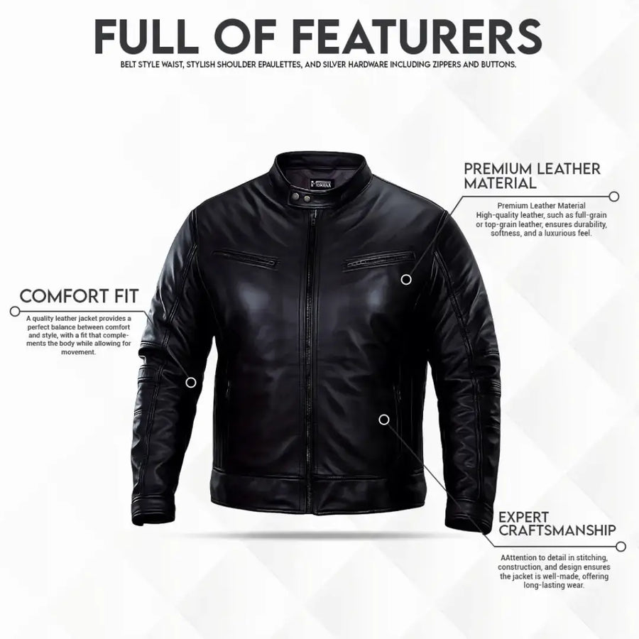 Buy Men’s Genuine Sheepskin Leather Classic Biker Style Jacket – Premium Motorcycle Outerwear
