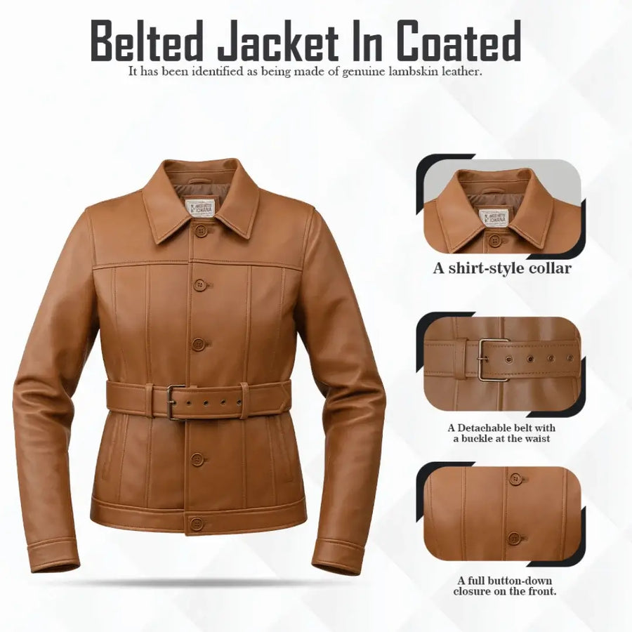 Buy Women’s Brown Leather Trench Coat – Classic Longline Design