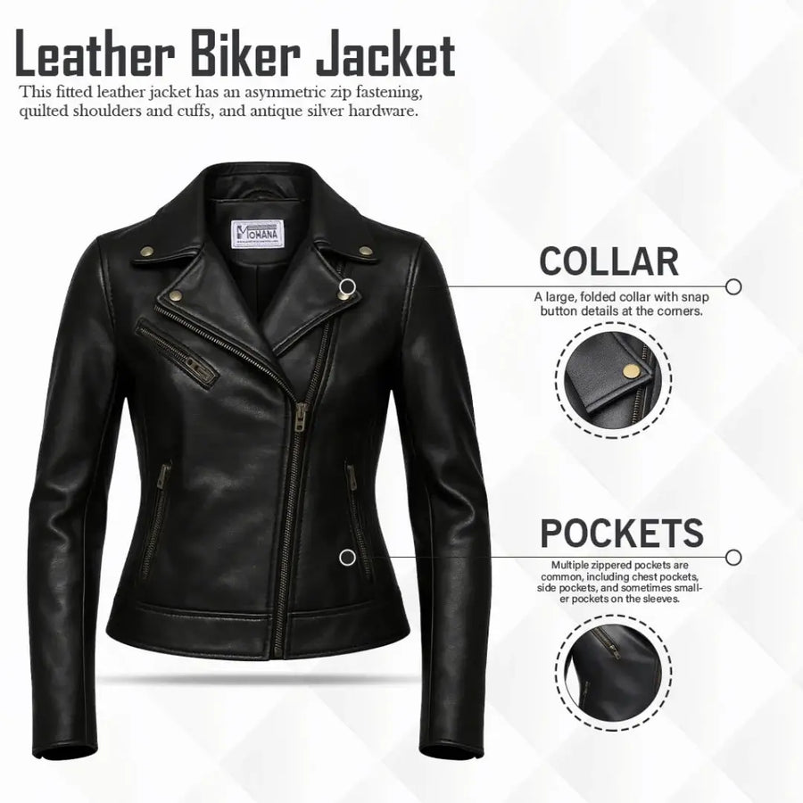 Buy Ladies Short Biker Leather Jacket – Premium Leather