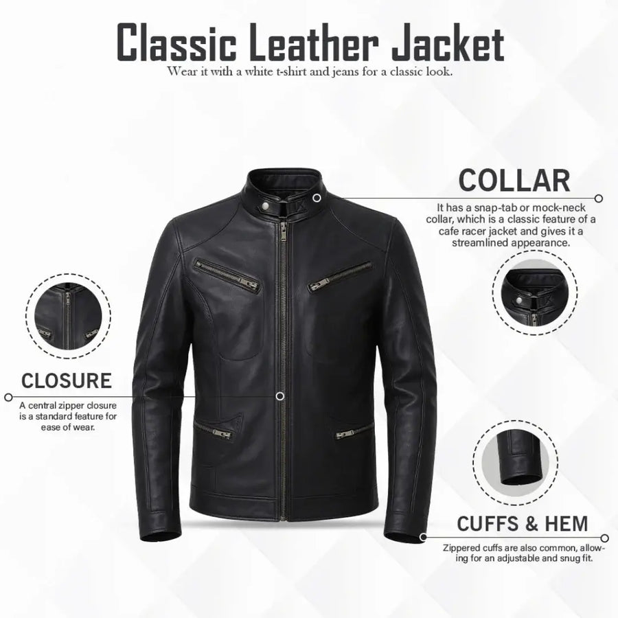 Buy Genuine Leather Men’s Moto Jacket Black – Rugged Road-Ready