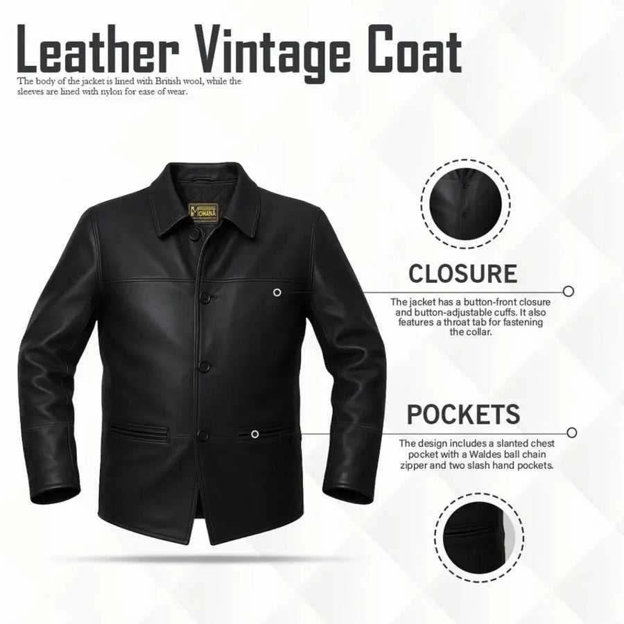 Buy Men’s Leather Black Jacket – Premium Classic Outerwear