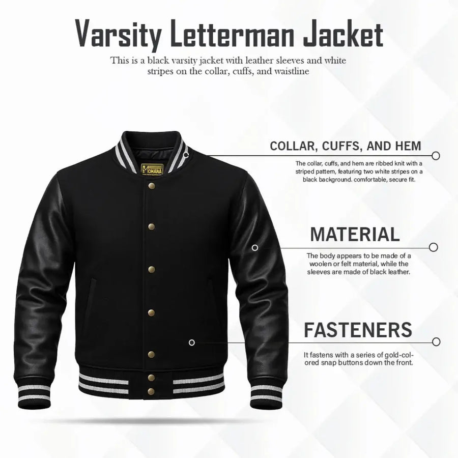 Buy Black Varsity Letterman Jacket – Premium Unisex Leather Outerwear