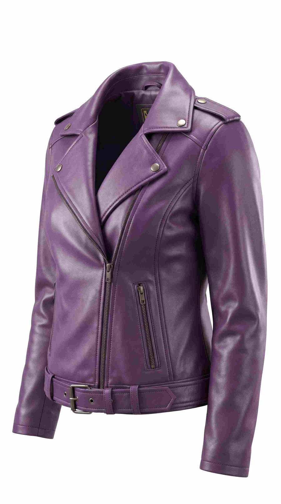 Women’s Purple Biker Leather Jacket