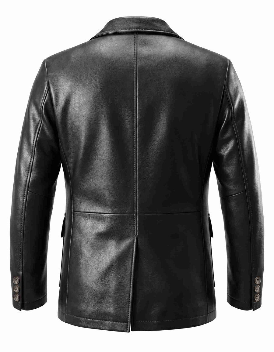 Men’s Black Leather Blazer Jacket