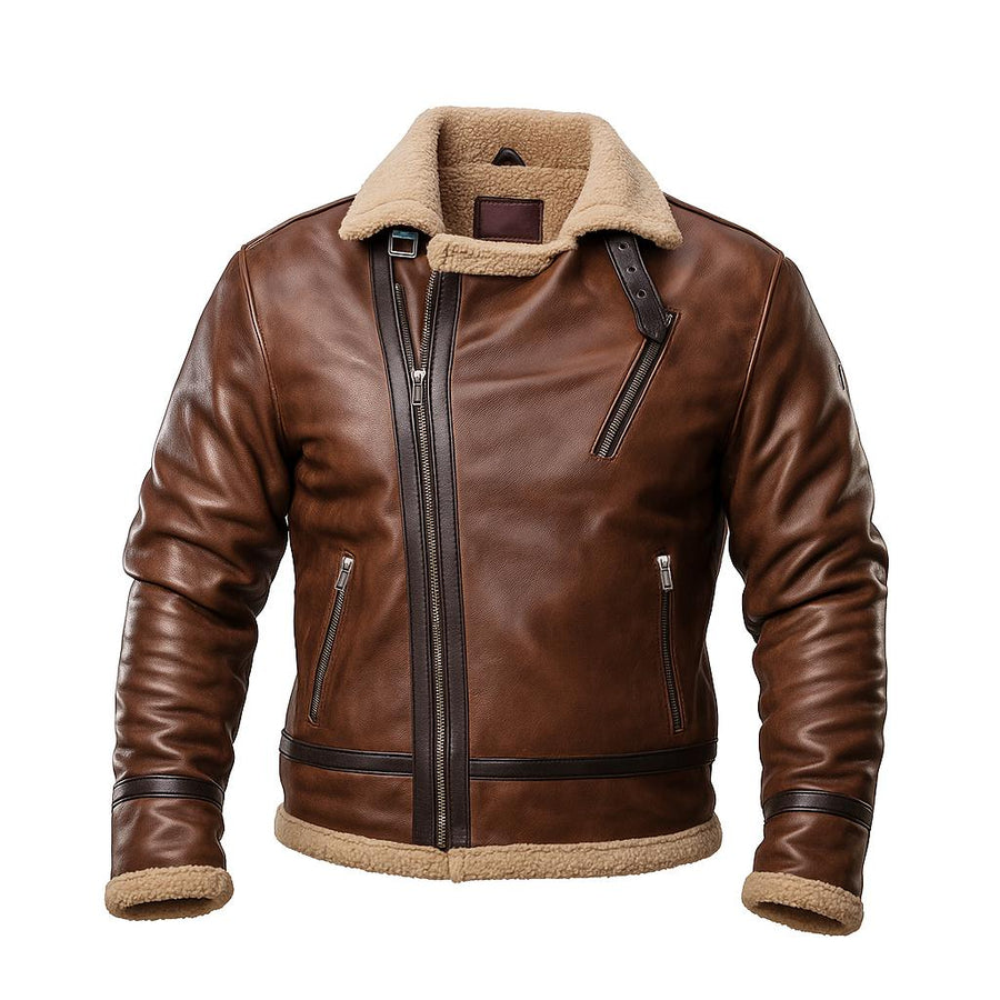Buy Men’s RAF B3 Bomber Flight Pilot Aviator Fur Shearling Sheepskin Brown Leather Jacket