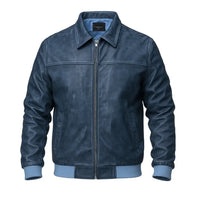 Buy Ferrari Blue Sheep Leather Jacket Men & Women – Unisex Sheep Bomber Jacket