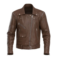 Buy Mens Brando Brown Biker Retro Vintage Sheepskin Motorcycle Jacket – Genuine Leather Rider’s Gear