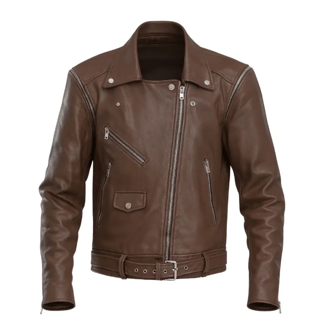 Buy Mens Brando Brown Biker Retro Vintage Sheepskin Motorcycle Jacket – Genuine Leather Rider’s Gear