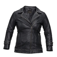 Buy Women’s Lapel Zipper Leather Jacket – Punk Rivet Jacket