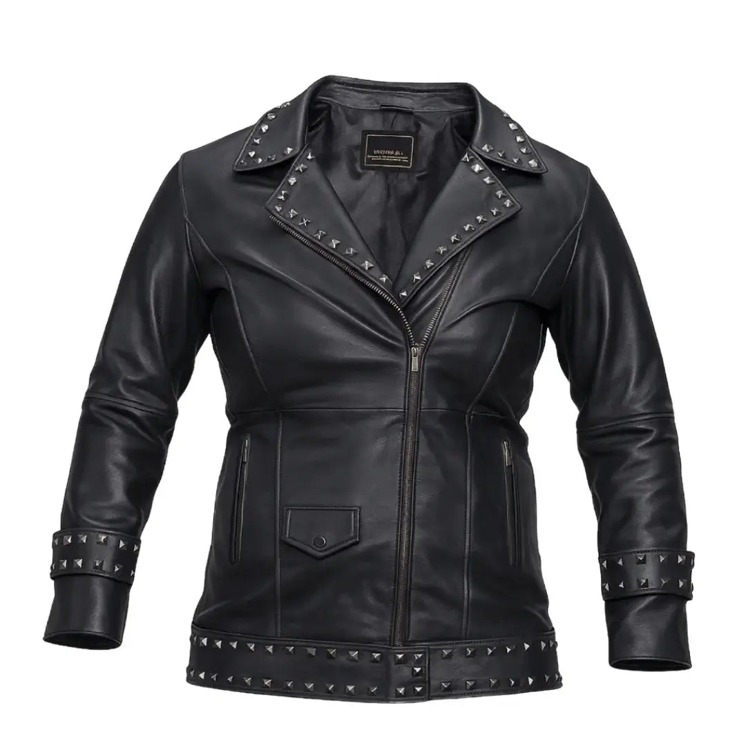 Buy Women’s Lapel Zipper Leather Jacket – Punk Rivet Jacket