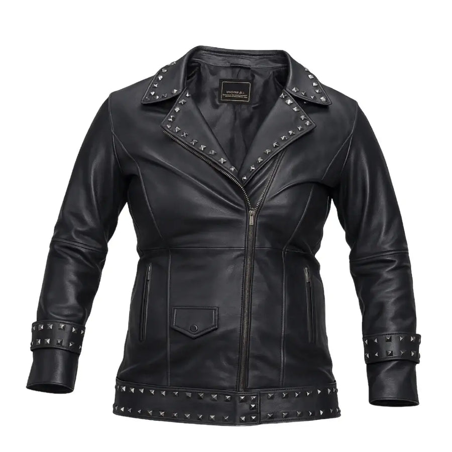 Buy Women’s Lapel Zipper Leather Jacket – Punk Rivet Jacket