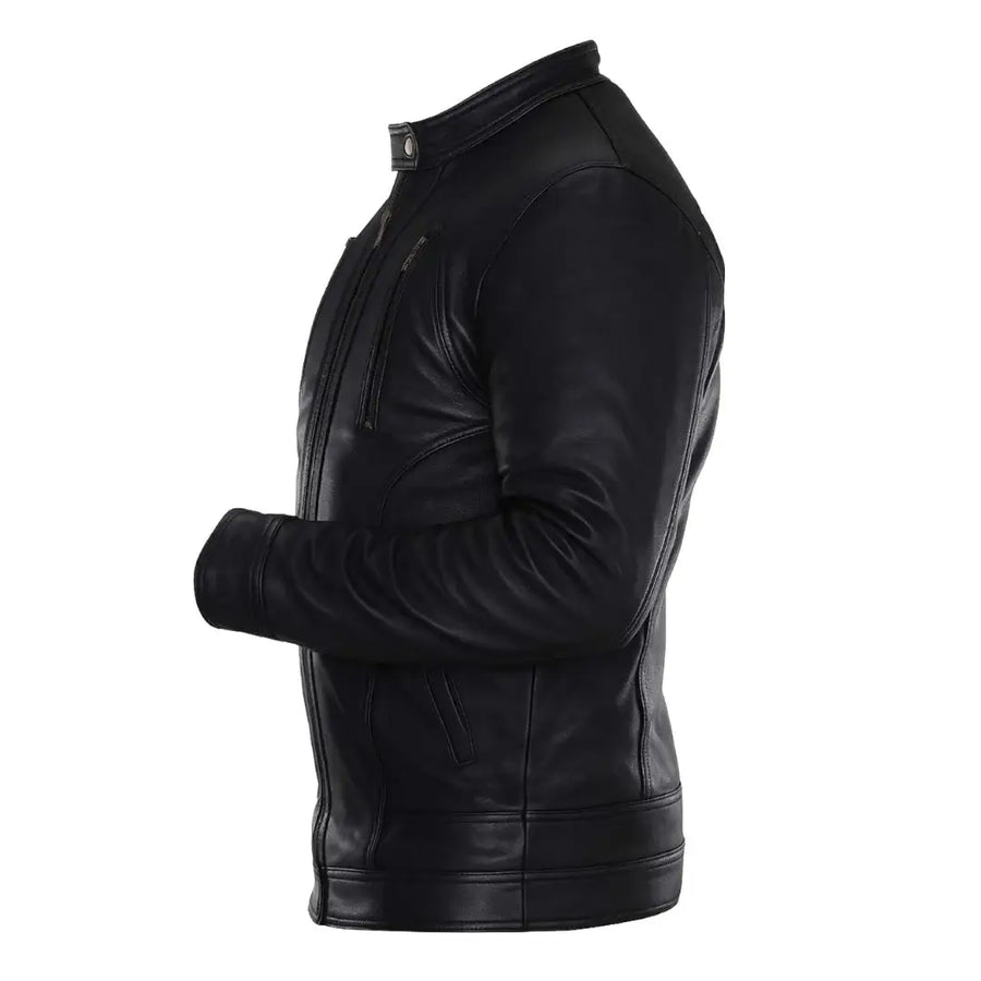 Buy Black Café Racer Leather Jacket – Premium Men’s Biker Outerwear