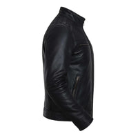 Buy Men’s Black Leather Jacket with Shoulder Pads – Rugged Protection