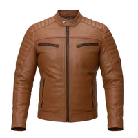 Buy Brown Leather Jacket with Shoulder Pads – Rugged Protection