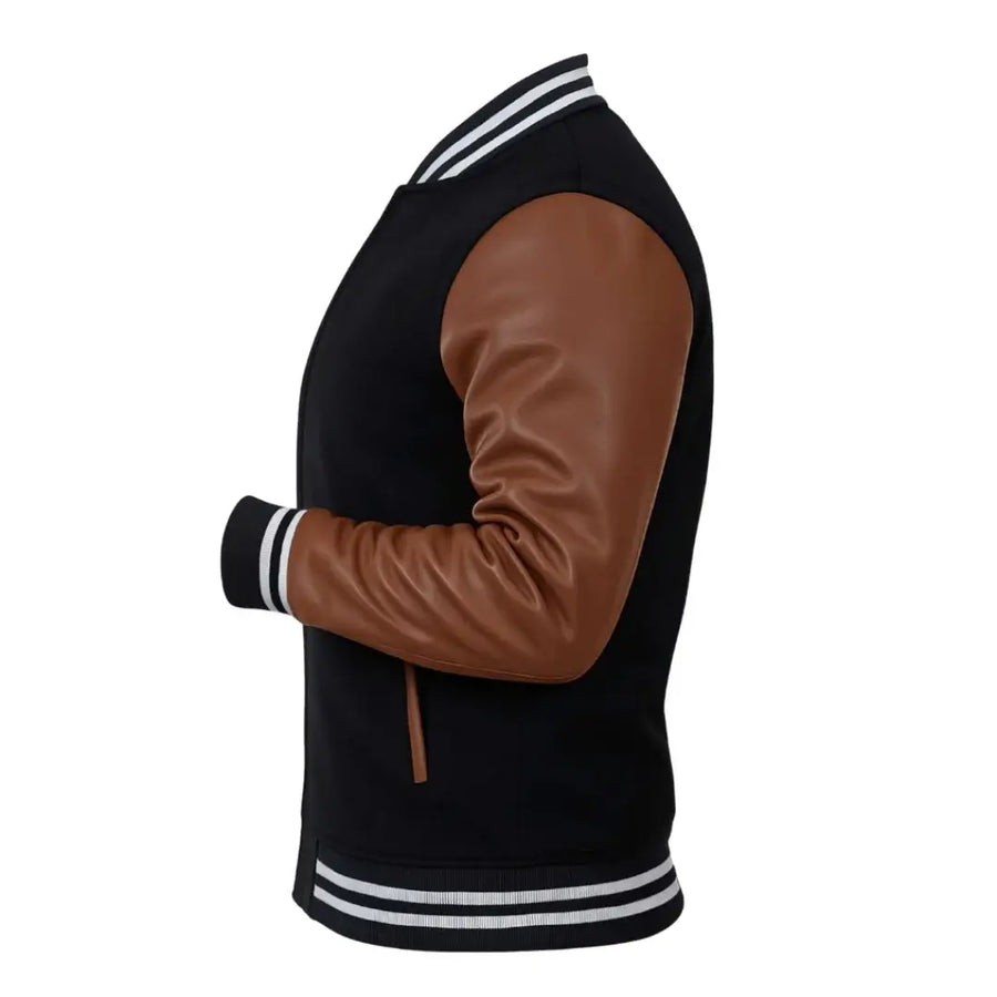 Buy Baseball Varsity Jacket with Brown Leather Sleeves – Premium Unisex Outerwear