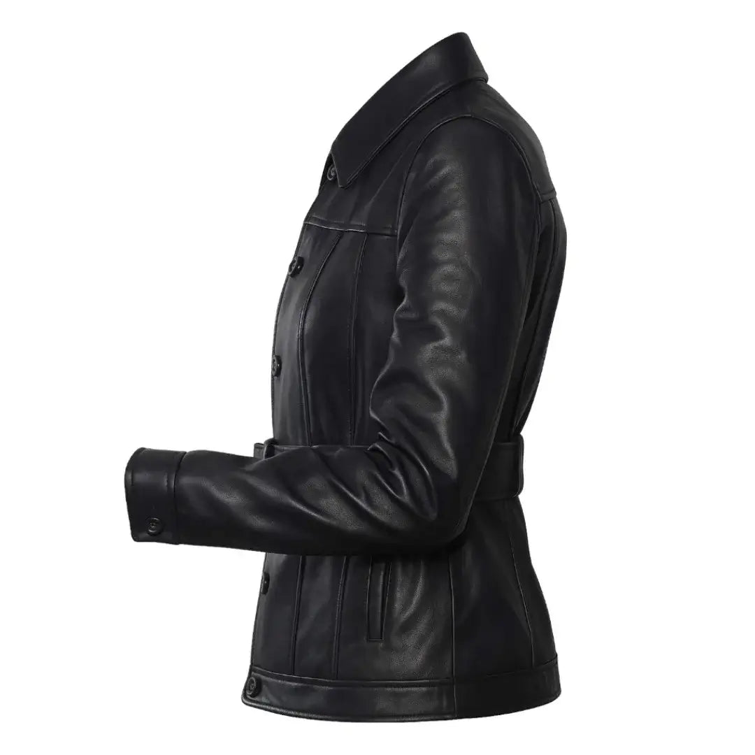 Buy Ladies Leather Black Trench Coat – Premium Leather