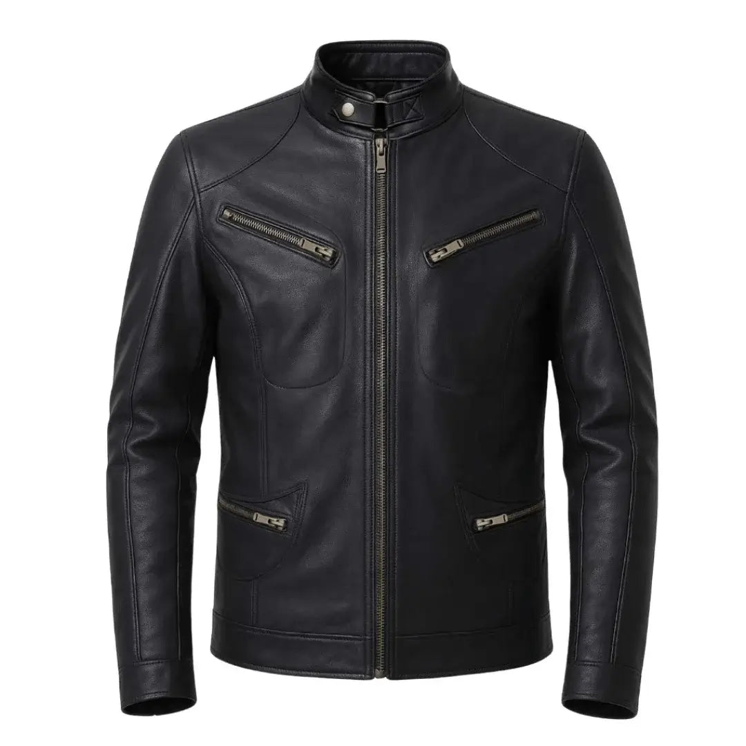 Buy Genuine Leather Men’s Moto Jacket Black – Rugged Road-Ready