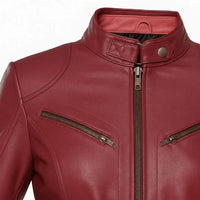 Buy Maroon Women Biker Leather Jacket – Premium Leather Outerwear