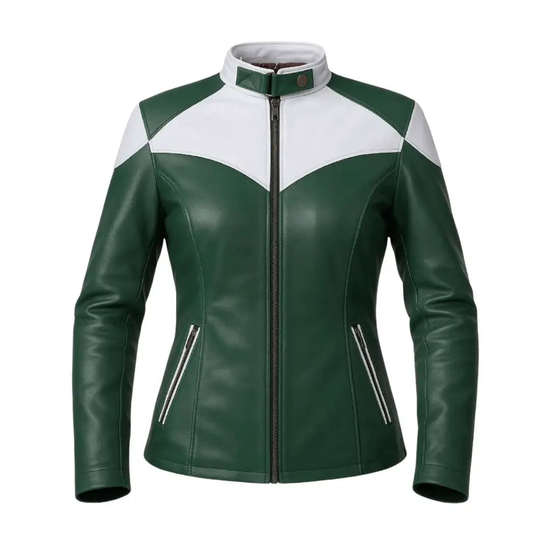 Buy Green Leather Biker Jacket – Premium Unisex Motorcycle Jacket