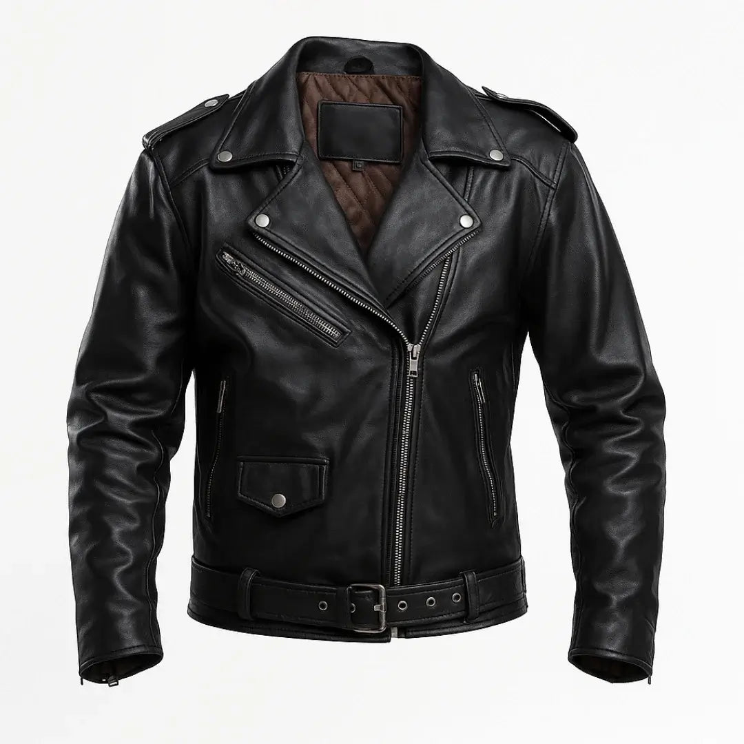 Buy Men Black Motorcycle Leather Jacket – Genuine Leather Biker Jacket