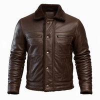 Buy Men Cowhide Coat Vintage Men Leather Jacket – Genuine Leather Bomber
