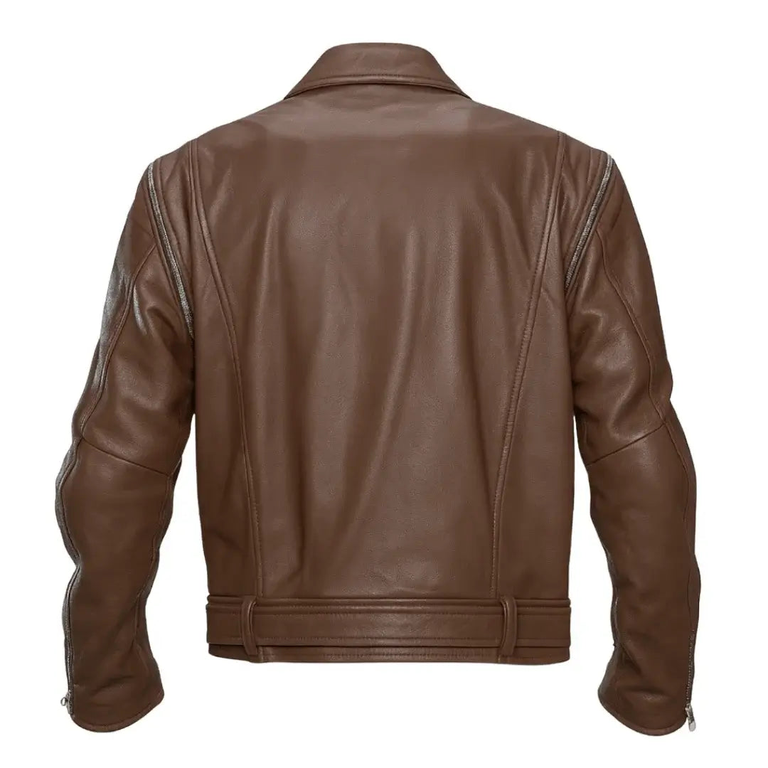 Buy Mens Brando Brown Biker Retro Vintage Sheepskin Motorcycle Jacket – Genuine Leather Rider’s Gear