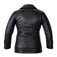 Buy Women’s Lapel Zipper Leather Jacket – Punk Rivet Jacket