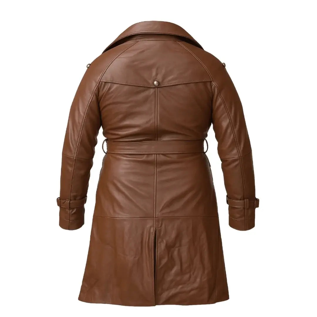 Buy Men’s Winter Trench Coat Sheep Leather – Full Length Brown Overcoat