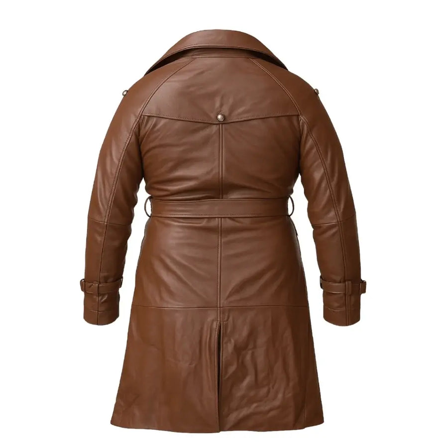 Buy Men’s Winter Trench Coat Sheep Leather – Full Length Brown Overcoat