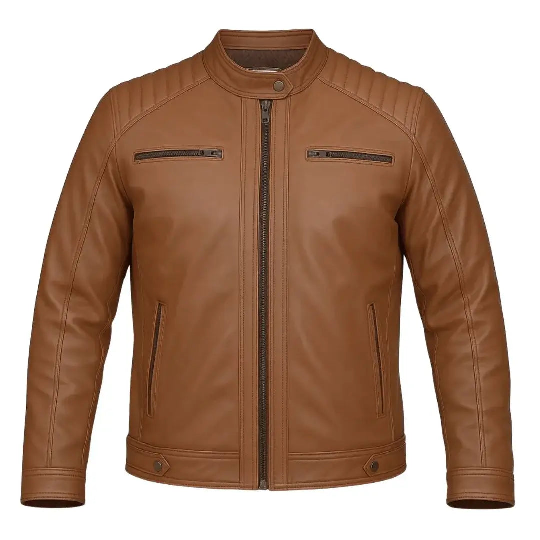 Buy Men’s Moto Tan Biker Leather Jacket – Premium Leather Outerwear
