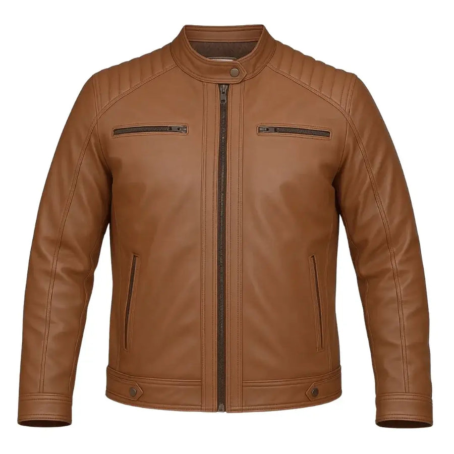 Buy Men’s Moto Tan Biker Leather Jacket – Premium Leather Outerwear