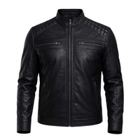 Buy Men’s Black Leather Jacket with Shoulder Pads – Rugged Protection