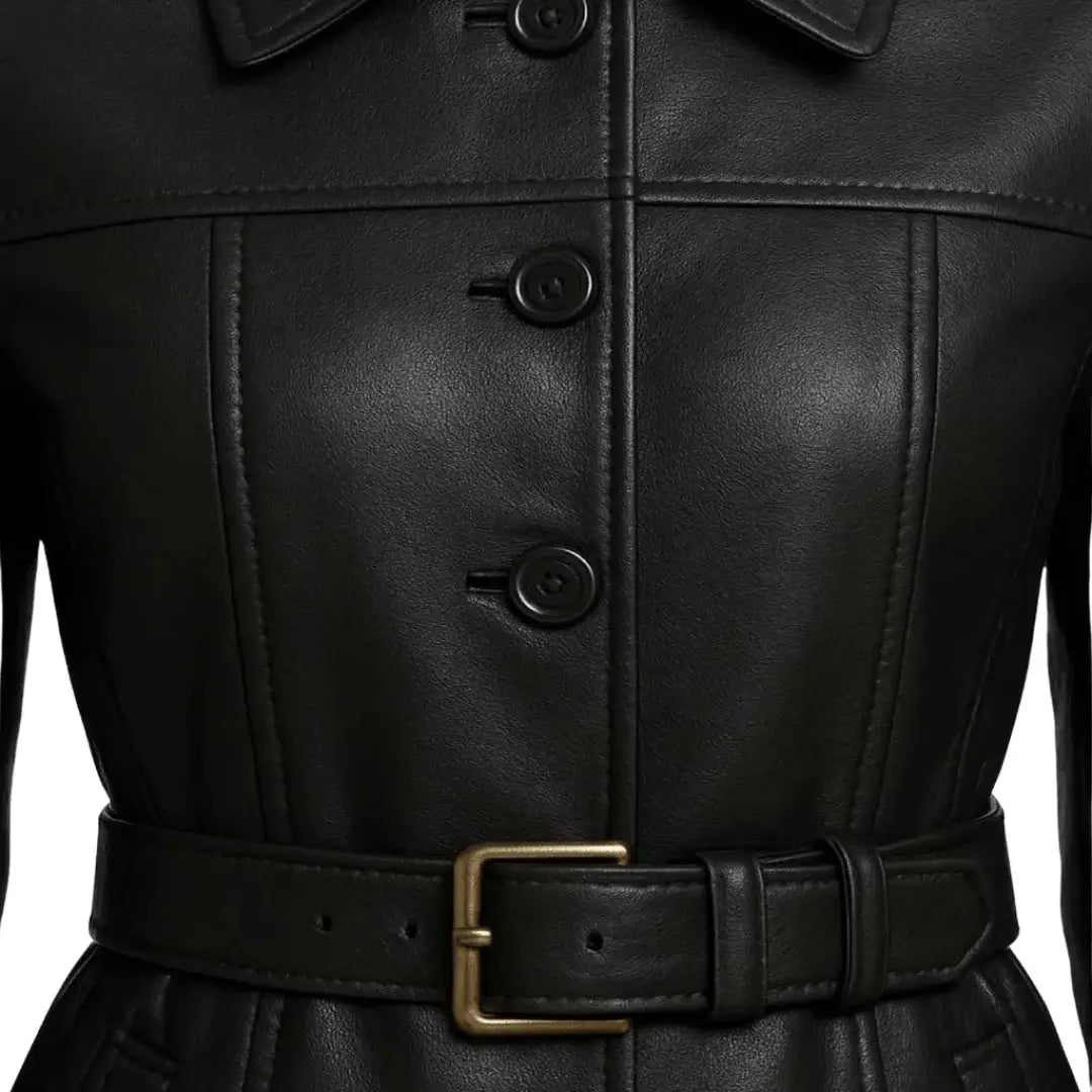 Buy Ladies Leather Black Trench Coat – Premium Leather