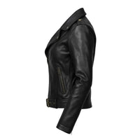 Women's Black Leather Biker Jacket – Genuine Leather | Mohana Jackets