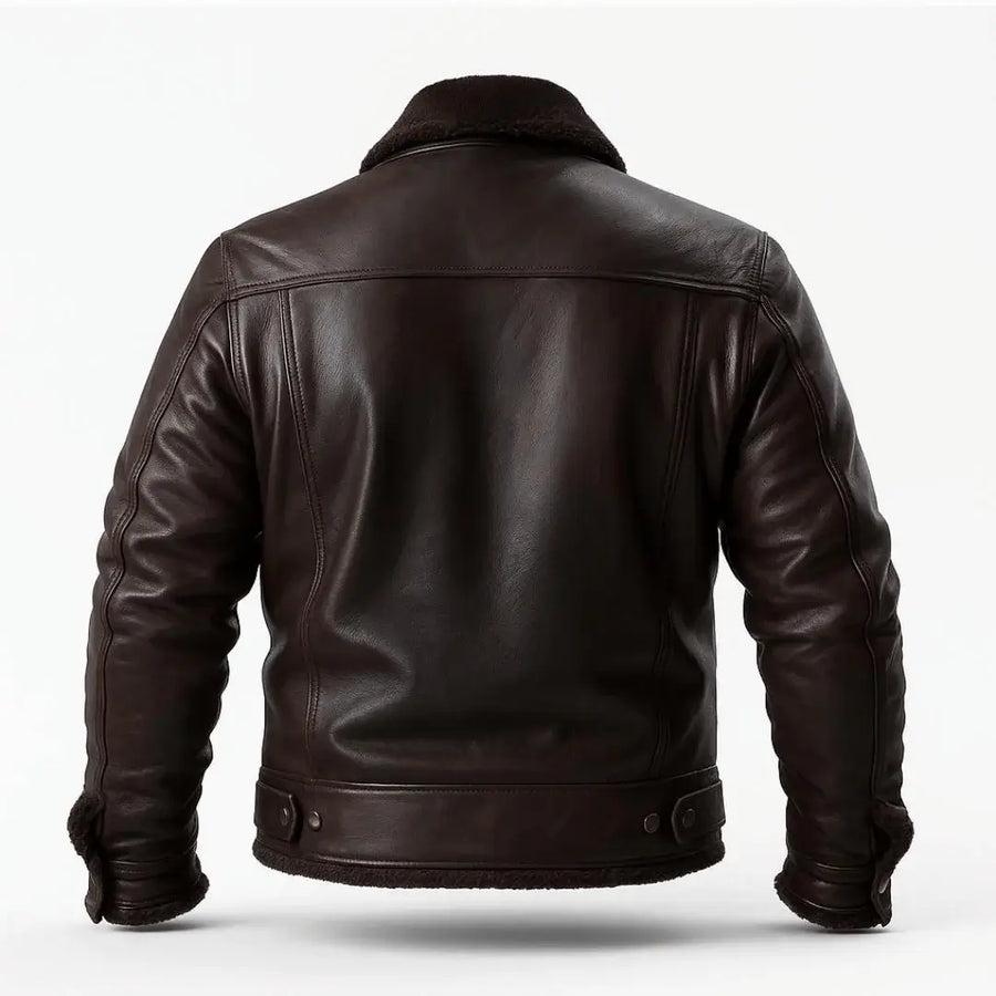 Buy Men Cowhide Coat Vintage Men Leather Jacket – Genuine Leather Bomber