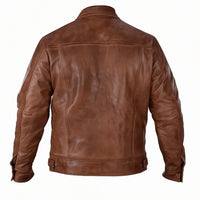 Buy Men Brown Vintage Leather Trucker Jacket – Genuine Leather