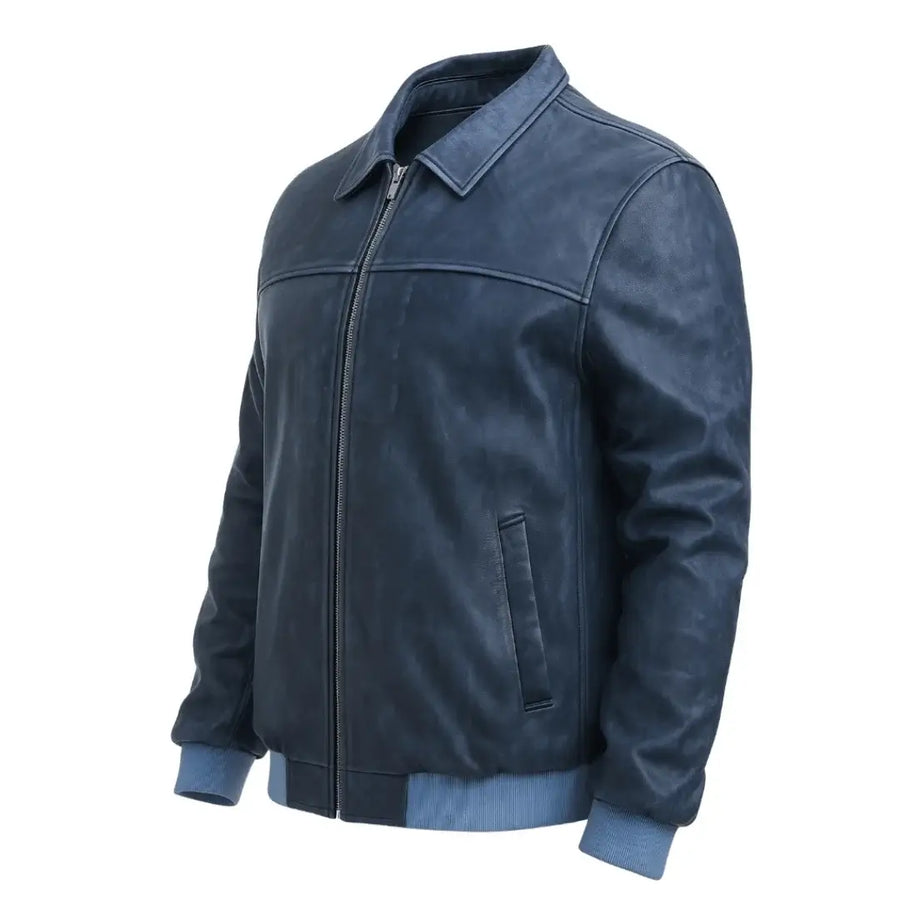 Buy Ferrari Blue Sheep Leather Jacket Men & Women – Unisex Sheep Bomber Jacket