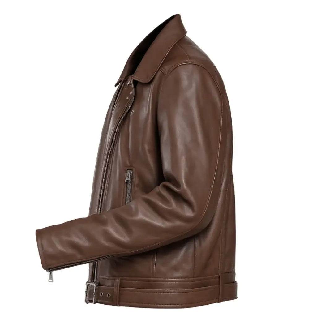 Buy Mens Brando Brown Biker Retro Vintage Sheepskin Motorcycle Jacket – Genuine Leather Rider’s Gear